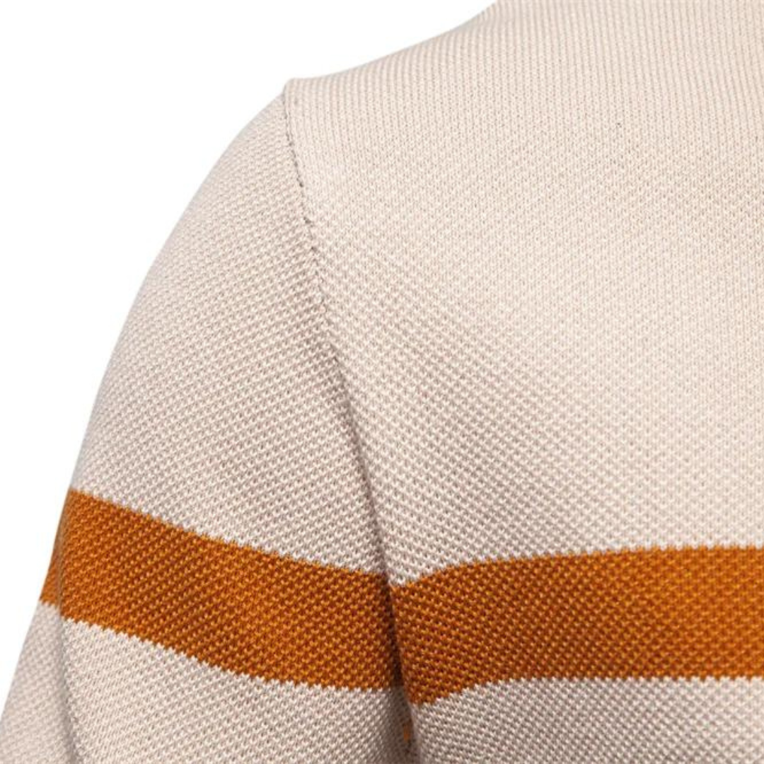 Men’s Quarter-Zip Jumper with Modern Color Block Design