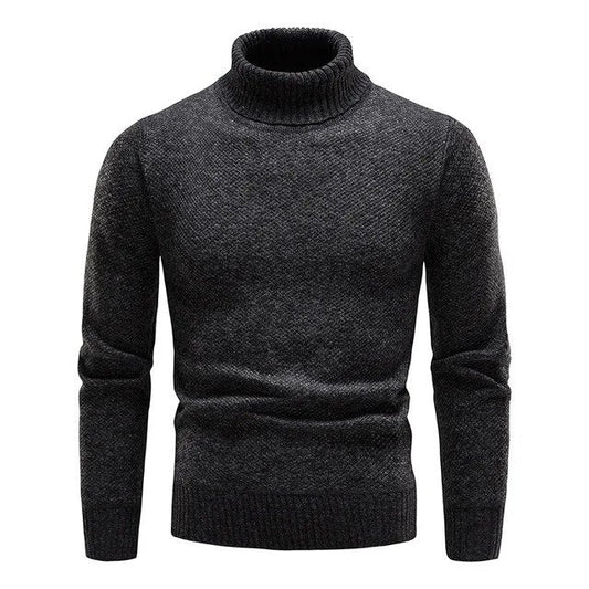 Men’s Turtleneck Jumper with Classic Ribbed Collar and Slim Fit