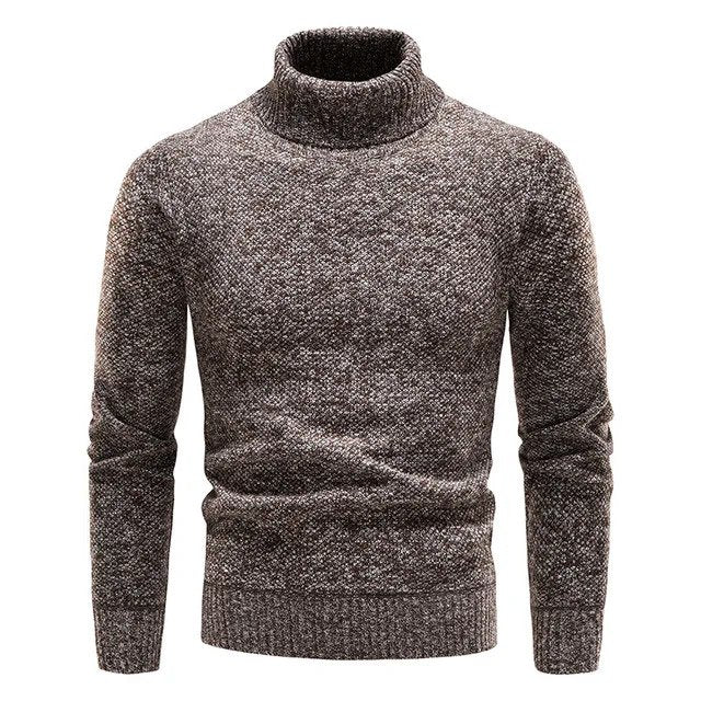 Men’s Turtleneck Jumper with Classic Ribbed Collar and Slim Fit